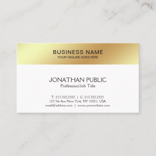 White Gold Design Elegant Modern Company Sleek Business Card
