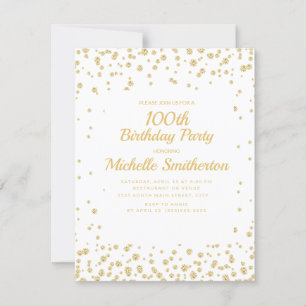 White Gold Diamond Glitter Women's 100th Birthday Card