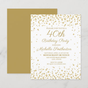 White Gold Diamond Glitter Women's 40th Birthday Card