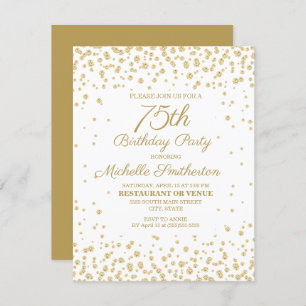 White Gold Diamond Glitter Women's 75th Birthday Card