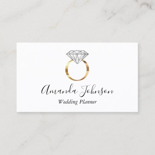 White Gold Diamond Ring Wedding Planner Custom Business Card