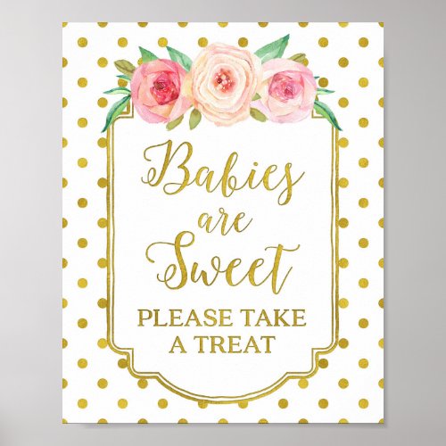 White Gold Dots Babies are Sweet Favors Sign