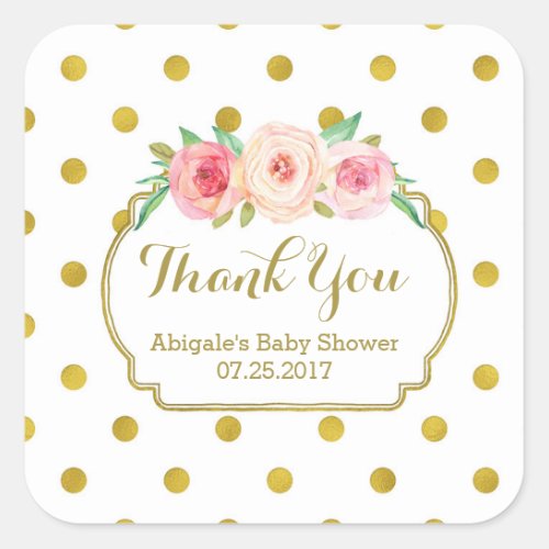 White Gold Dots Floral Baby Shower Favor Tags