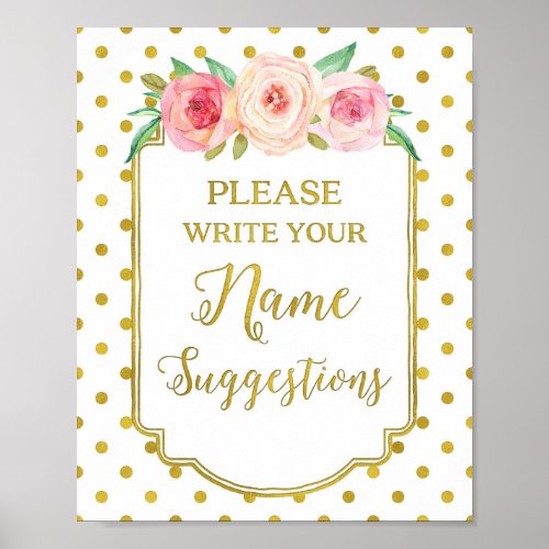 White Gold Dots Name Suggestions Sign