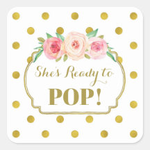 White Gold Dots She's Ready to Pop Favor Tags