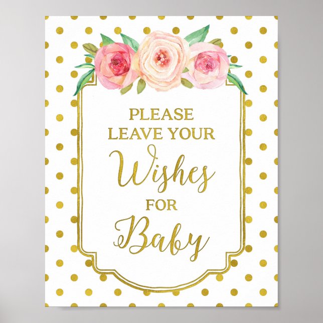 White Gold Dots Wishes for Baby Sign (Front)