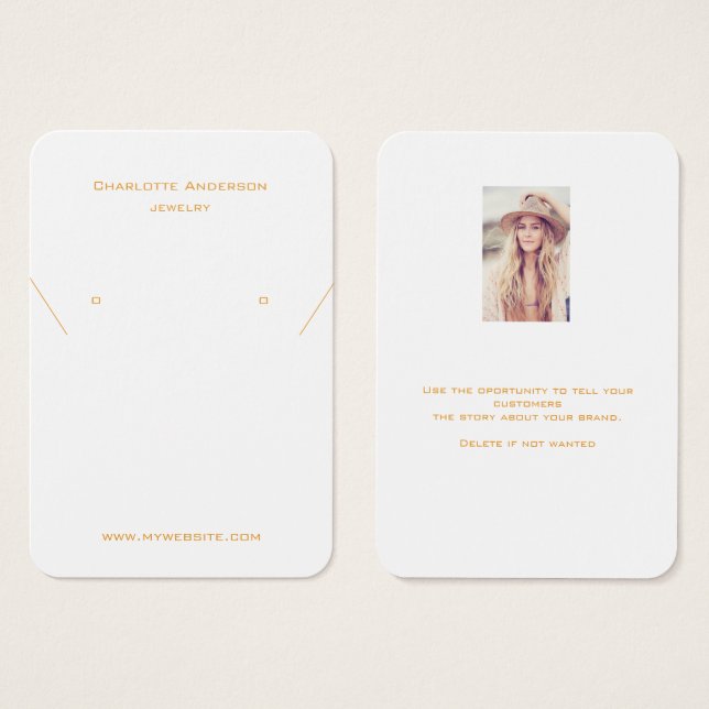 White gold earring jewelry photo display card (Front & Back)