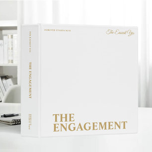White & Gold Elegant Engagement Photo Album 3 Ring Binder