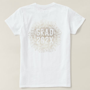 White Gold Elegant Foil Botanicals Graduate Uni T-Shirt