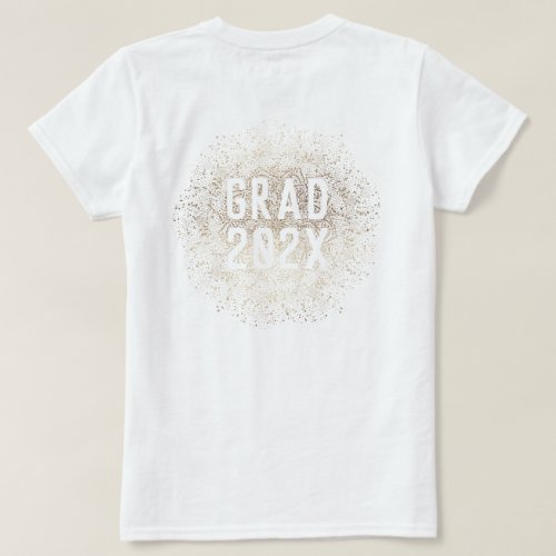 White Gold Elegant Foil Botanicals Graduate Uni T_Shirt