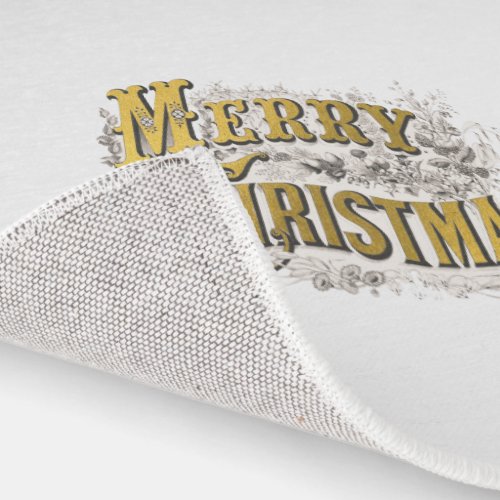 White Gold Elegant Merry Christmas Rustic Vintage  Rug