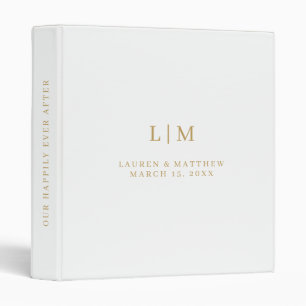 White Gold Elegant Wedding Album Personalized Name 3 Ring Binder