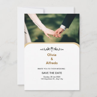 White Gold Elegant Wedding Invitation