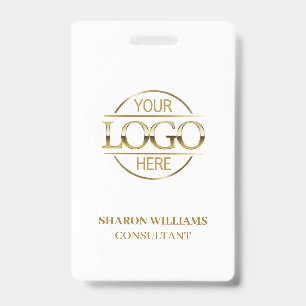White Gold Employee ID with Custom Business Logo Badge