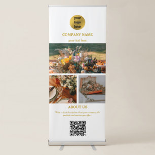 White & Gold Event Planning Entertainment Photos Retractable Banner