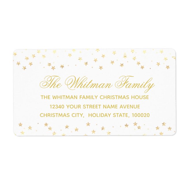 White Gold Family Stars Return Address Label (Front)