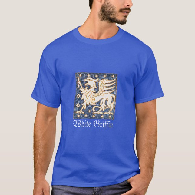WHITE GOLD FANTASY GRIFFIN IN BLUE T-Shirt (Front)