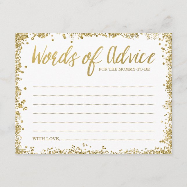 White Gold Faux Glitter Words of Advice Card (Front)