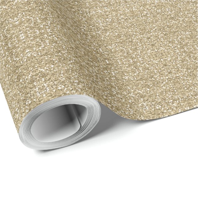 White Gold Faux Glitter Wrapping Paper (Roll Corner)