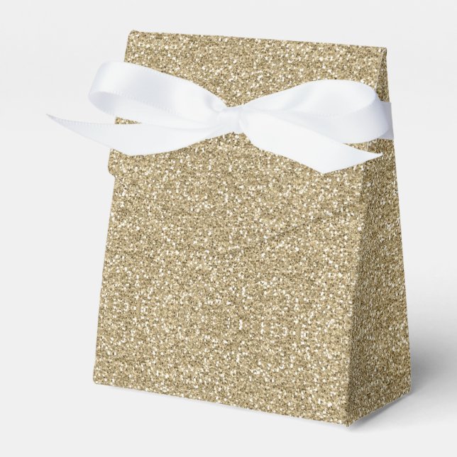 White Gold Faux Glitter Wrapping Paper Favor Boxes (Front Side)