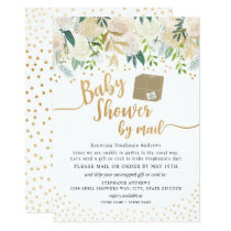 White Gold Floral Baby Shower by mail Invitation White Gold Floral Baby Shower by mail Invitation
