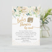 White Gold Floral Baby Shower by mail Invitation (Standing Front)
