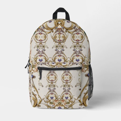 White Gold Floral Backpack Cut Sew Bag