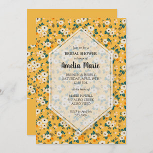 White Gold Floral Bridal Shower Invitations