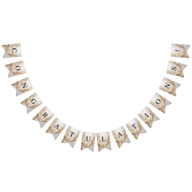 White Gold Floral Bunting Flag (All)