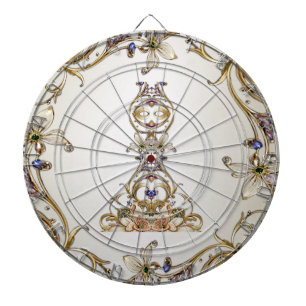 White Gold Floral Dartboard