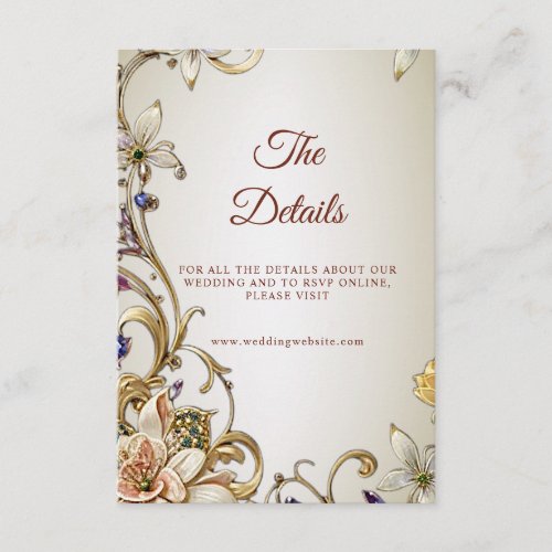 White Gold Floral Detail Enclosure Card