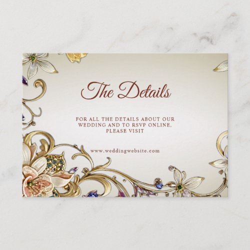 White Gold Floral Detail Enclosure Card