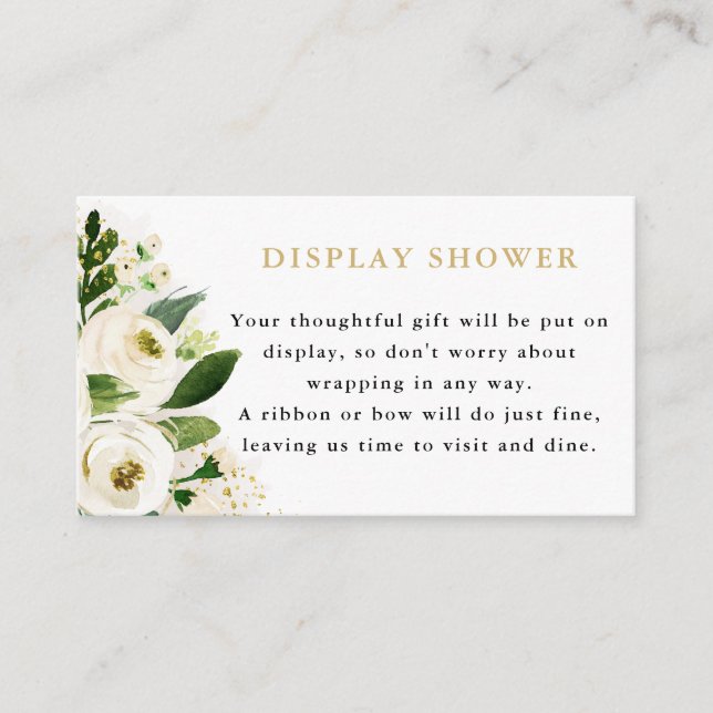 White Gold Floral Display Shower Enclosure Card (Front)