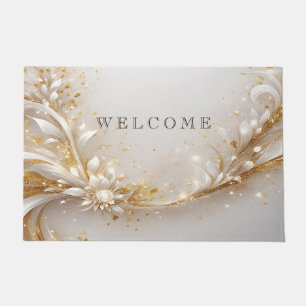White Gold Floral Doormat