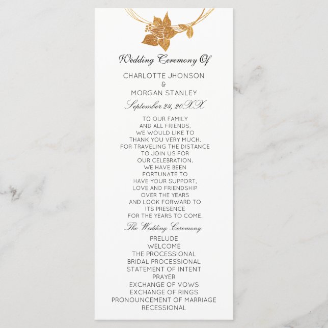 White Gold Floral Event Wedding Program Offical1 (Front)