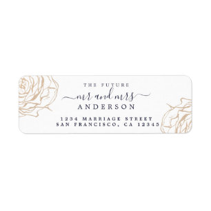 White Gold Floral Future Mr Mrs Return Adress Label