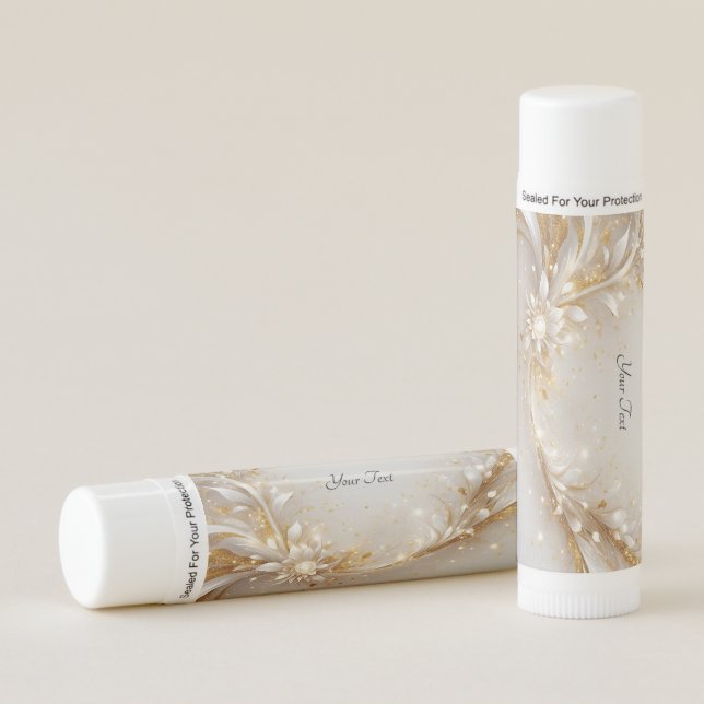 White Gold Floral Lip Balm (Front)