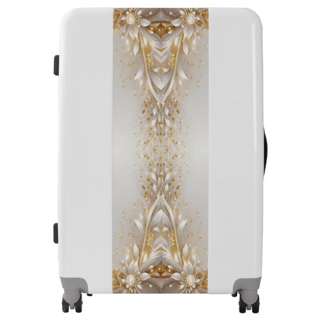 White Gold Floral Luggage (Front)