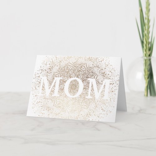 White Gold Floral MOM Formal Elegant Mothers Day Card