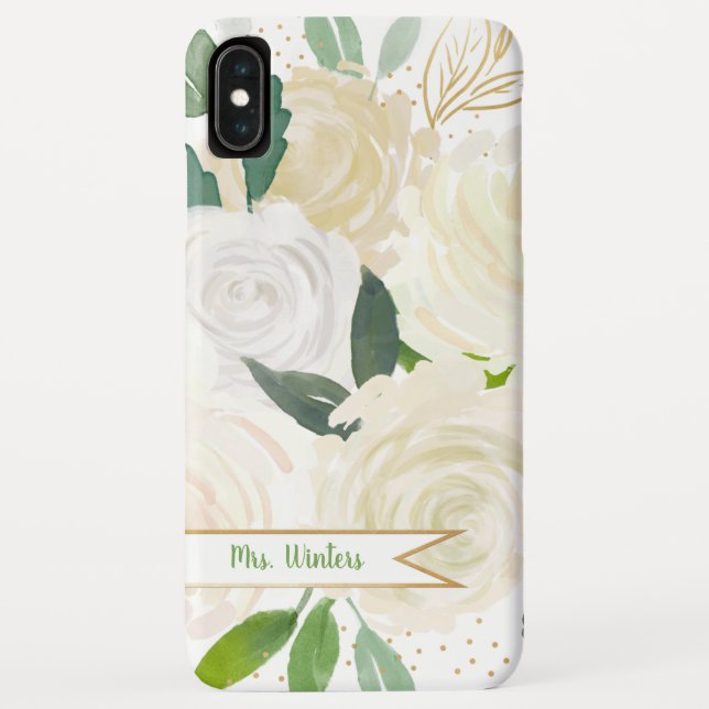 White Gold Floral new bride phone cover (Back)