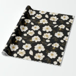 White Gold Floral on Black Wrapping Paper<br><div class="desc">Elegant gold trimmed flowers on a black background,  this wrapping paper is great weddings,  bridal showers,  birthdays or any occasion.</div>