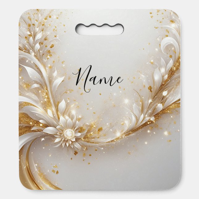 White Gold Floral Stadium Seat Cushion (Front Vertical)