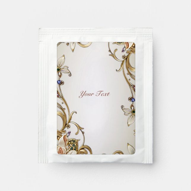 White Gold Floral Tea Bag Drink Mix (Front)