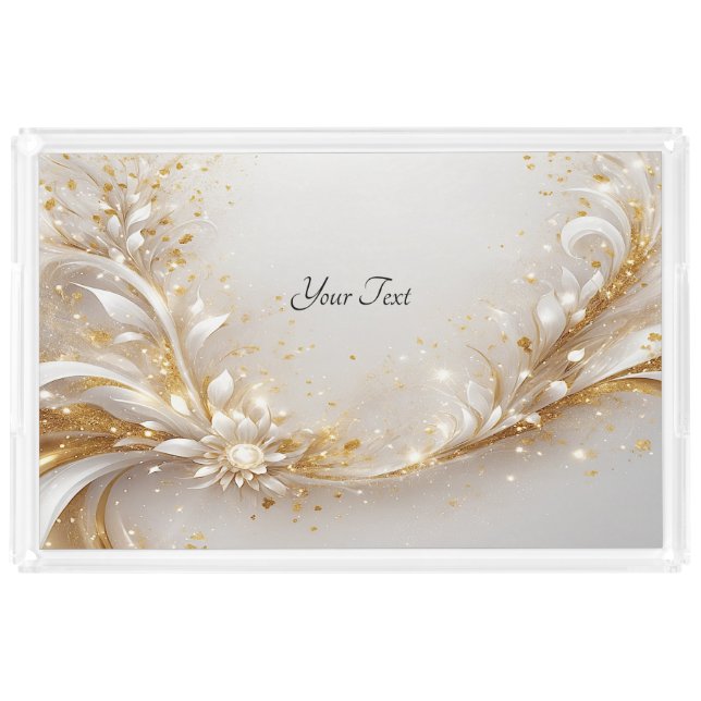 White Gold Floral Vanity Tray (Front)