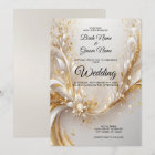 White Gold Floral Wedding Invitation