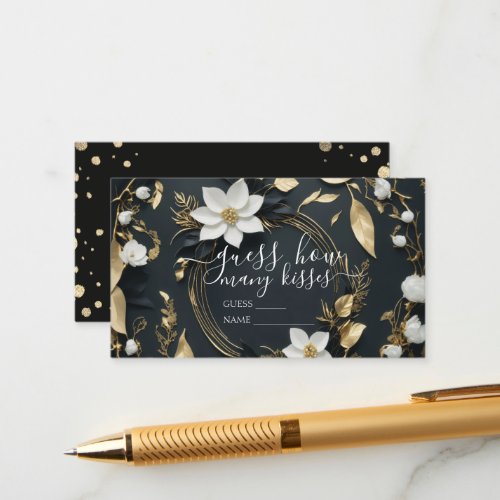 White Gold Floral Wreath Wedding Bridal Shower Enclosure Card