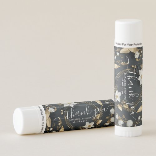 White Gold Floral Wreath Wedding Thank You Gifts Lip Balm