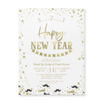 White & Gold Foil Confetti New Year's Eve Party