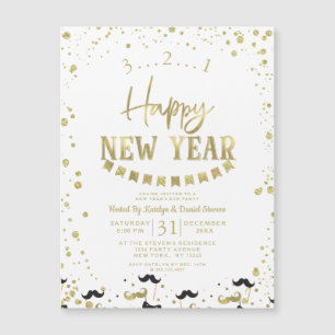 White & Gold Foil Confetti New Year's Eve Party