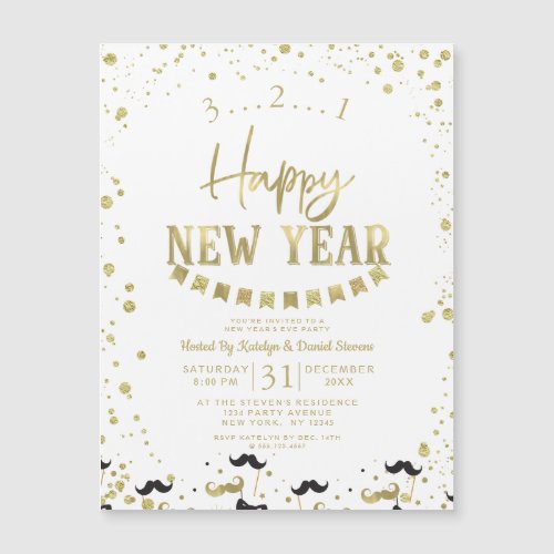 White  Gold Foil Confetti New Years Eve Party